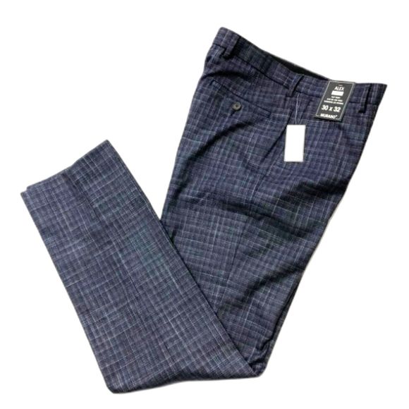 MURANO ALEX Gray Blue Plaid Ultimate Modern ComfortFit Flat Front Dress Pants 30 - Picture 1 of 11